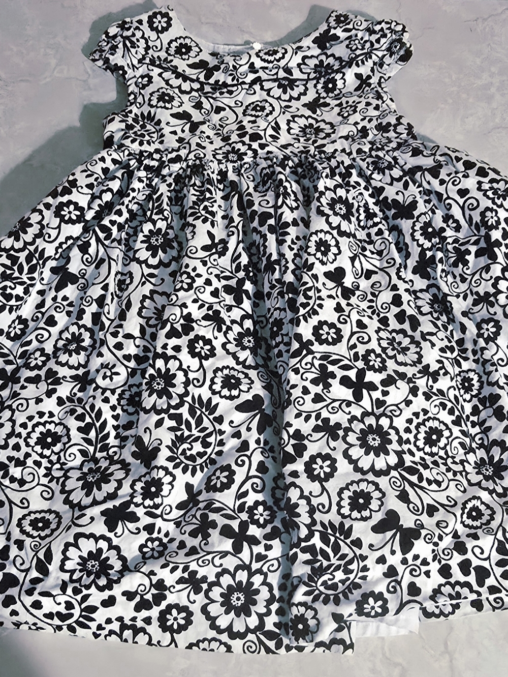 Maggie & Zoe Black and White Floral Fit-and-Flare Girls Dress Kids